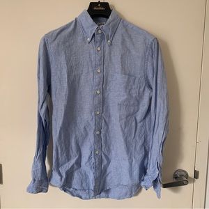 Brooks Brothers Regent Regular Fit Irish Linen Light Blue Shirt